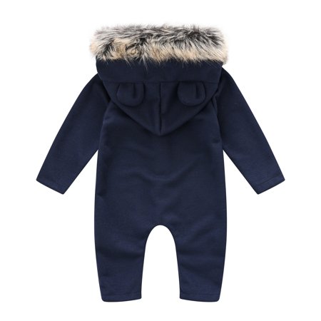 

Gubotare Onesies Animal Bunny Baby Easter Romper Long Ear Rabbit Hoodie Romper Jumpsuit with Zipper Navy 0-6 Months