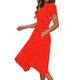 thumbnail image 3 of Mujeres Manga Corta Tops Casual Cuello Redondo Vestido de Impresión Irregularmente Falda Vestido de Manga Corta para Mujeres, 3 of 8