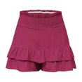 thumbnail image 5 of YUGYXL Women's Cotton Ruffle Shorts High Stretch Waist Summer Shorts Teen Girl Cute Pleated Shorts Elegant Outdoor Shorts Hot Pink XL, 5 of 6