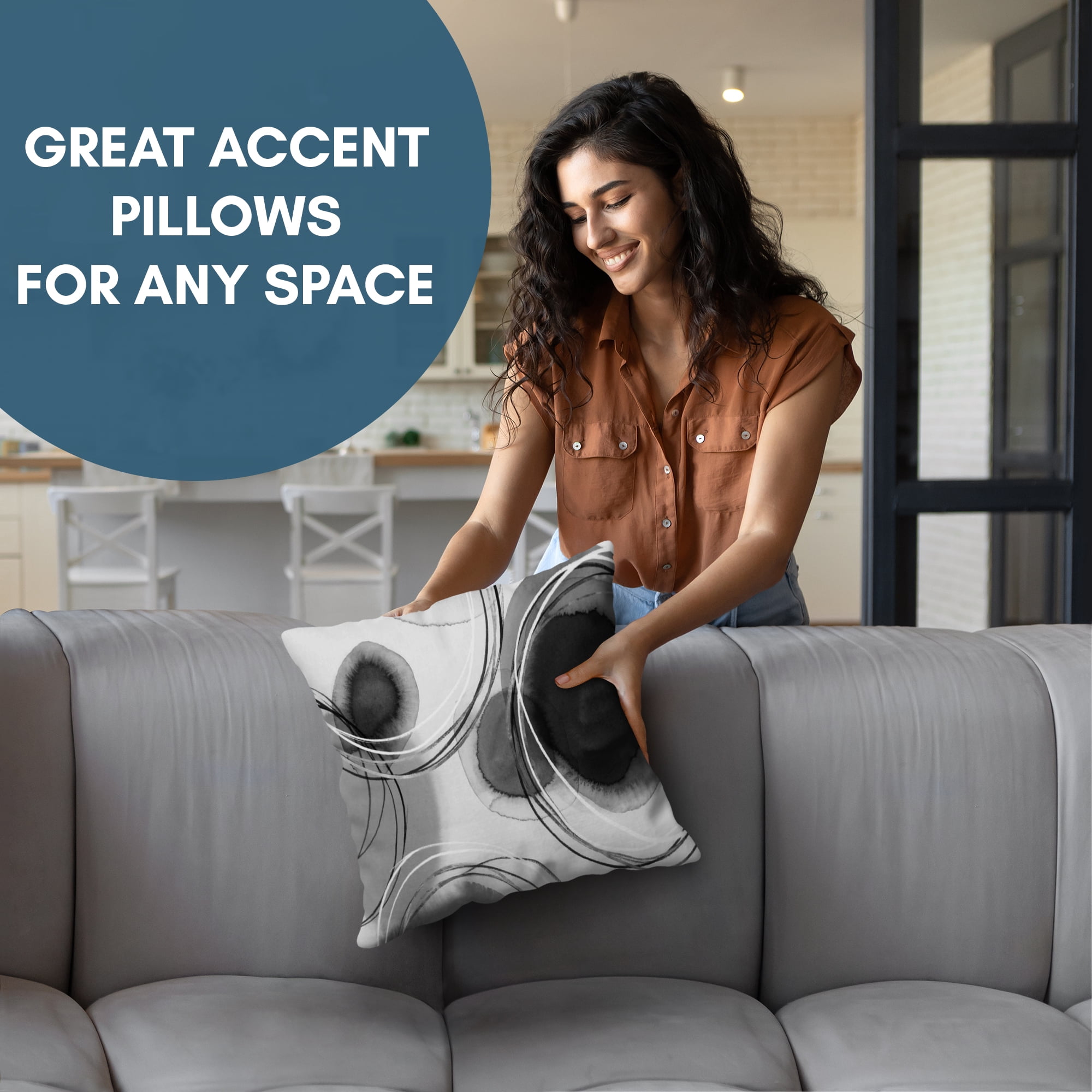 Americanflat 14"x14" Abstract Throw Pillow with Premium Polyester - Black and White