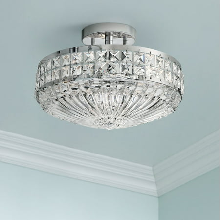 

Barnes and Ivy Galvan Modern Ceiling Light Semi Flush Mount Fixture 12 1/2 Wide Chrome 3-Light Clear Crystal for Bedroom Kitchen Living Room Hallway