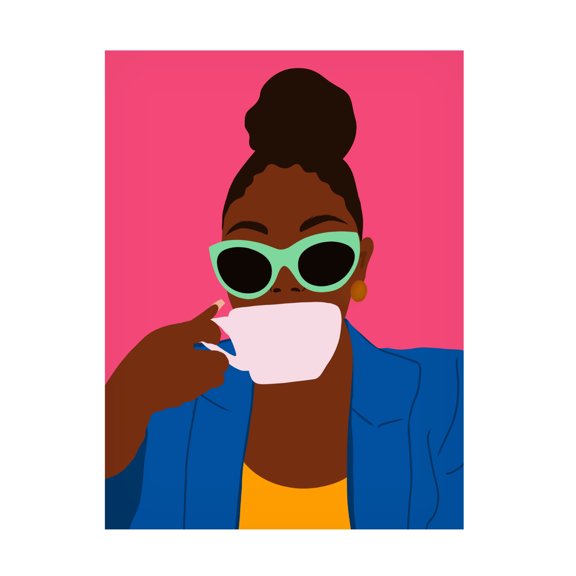 Trademark Fine Art Carelle N'guessan  Women Drinking Coffee Canvas Wall Art