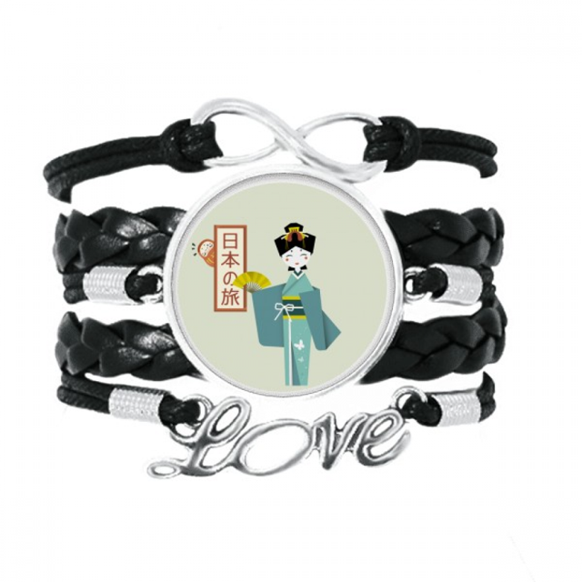 Traditional Japanese Ancient Girl Bracelet Love Accessory Twisted Leather Knitting Rope Wristband