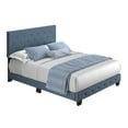 thumbnail image 5 of Boyd Sleep Chloe Blue Linen Full Size Fully Upholstered Platform Bed Frame with Adjustable Headboard, 5 of 11