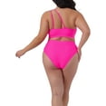 thumbnail image 4 of DARING DIVA Plus Size Women's Bikini Two Piece One Shoulder Swimsuit 1X Hot Pink, 4 of 5