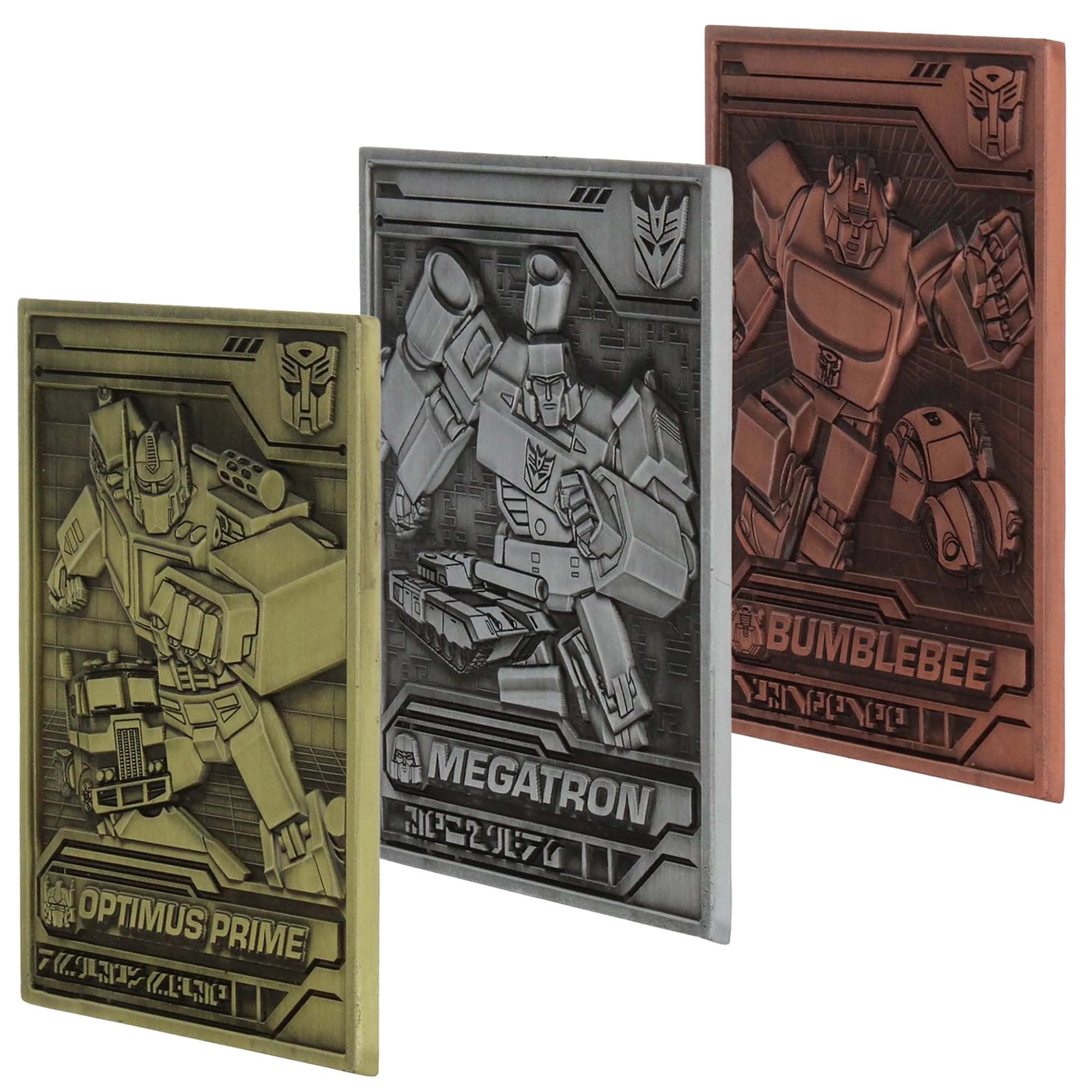 Exquisite Gaming: Digiplate Starter Pack - Transformers: Generation 1 - 3 Collectible Metal Cards & Phone Stand, Copper-Gold-Silver Image Plates