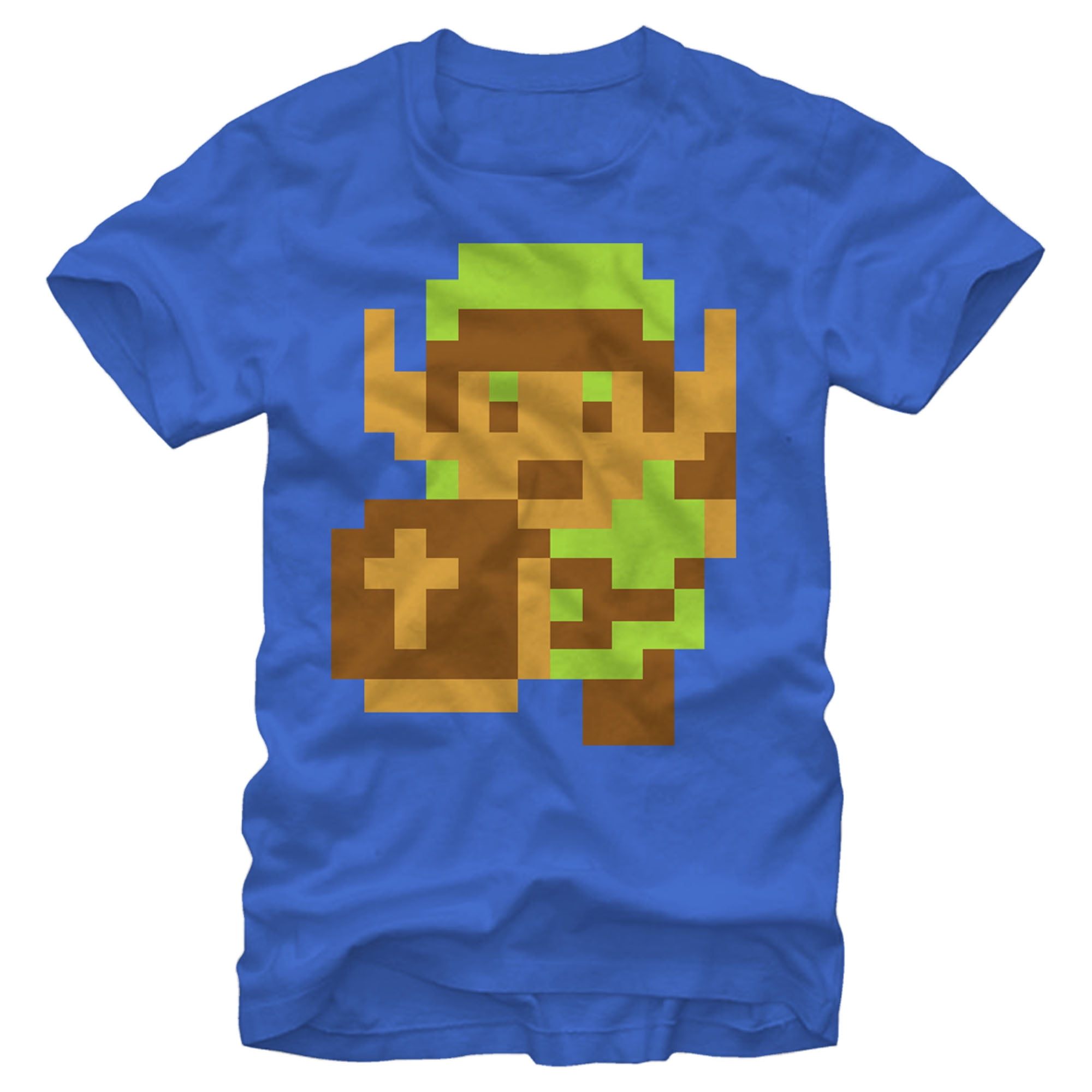 Men's Nintendo Legend of Zelda Pixel Link Graphic Tee Navy Blue Small 