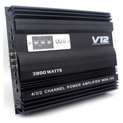 Pecham 3800W 4 Channel Car Amplifier, Digital Car Amplifier Stereo Class A/B Amp Audio with 2/4 Ohm Stable, Adjustable Low/High Pass, Bass Boost