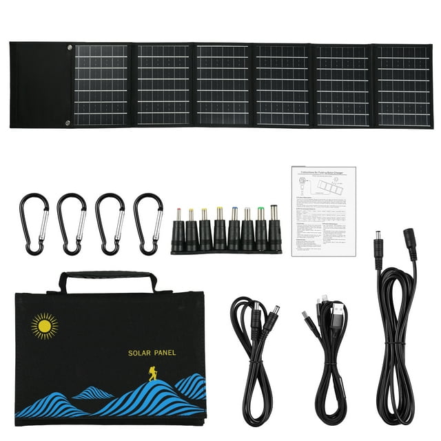 TFixol Portable Foldable Solar Charger Panel with USB & DC Output, High-Efficiency Mono-Crystalline Silicon, 50W, Compact & Lightweight for Outdoor Adventures, Camping, and Emergency Power Supply.