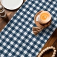 thumbnail image 4 of Table Runner - 36 Inch Long, Farmhouse Blue Plaid Kitchen Dining Table Runner Dresser Scarves, Vintage Country Cock Checkered Farmhouse Decor for Coffee Tables Wedding Party Banquet, 4 of 8