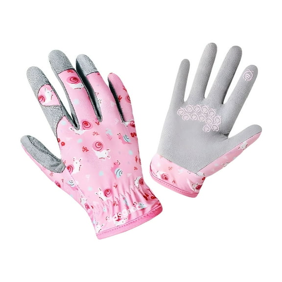TELOLY 1-Pair Age 7-8 Kids Gardening Gloves,Children Yard Work Gloves,Soft Safety Outdoor Playing Gloves
