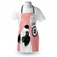 thumbnail image 3 of Pug Apron I Love Dogs with a Paw Print Emblem Pug with Tilted Head Cute Fun Animal Print, Unisex Kitchen Bib Apron with Adjustable Neck for Cooking Baking Gardening, Pink Black White, by Ambesonne, 3 of 3