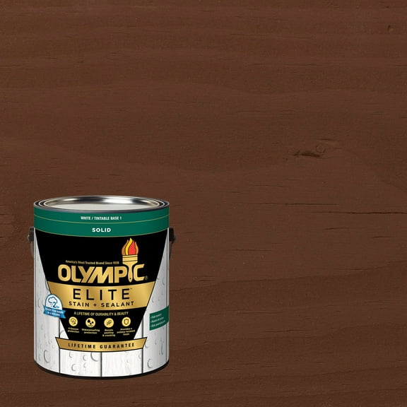 Olympic Elite 1 Gallon SC-1069 Russet Solid Advanced Exterior Stain and Sealer in One