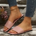 thumbnail image 5 of Purcolt Women's Flat Sandals Trendy Dressy Square Open Toe Faux PU Leather Slip On Slide Sandals Comfortable Cushi Oned Footbed Slippers, 5 of 9