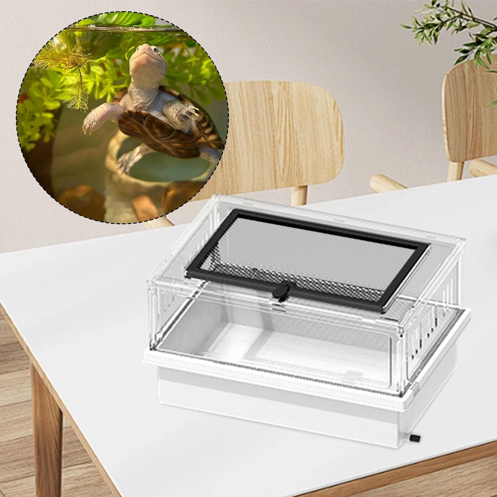 Turtle Terrarium Enclosure Aquarium Space Saving PET Construction for Home Office Crayfish Crabs Tortoises