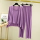 thumbnail image 1 of Conjunto de pijama de tres piezas para mujer, de primavera y verano, con pantalones de manga larga modal, ropa de casa, ropa de abrigo informal, 1 of 6