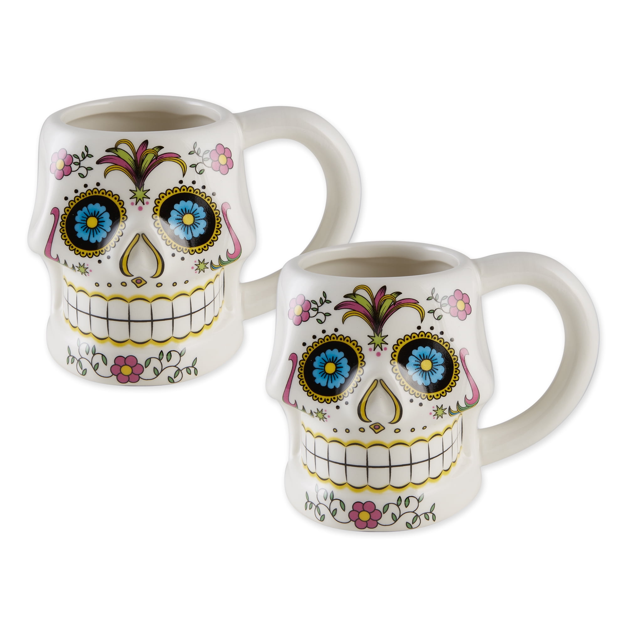 day of the dead sugar skull ceramic coffee mugs