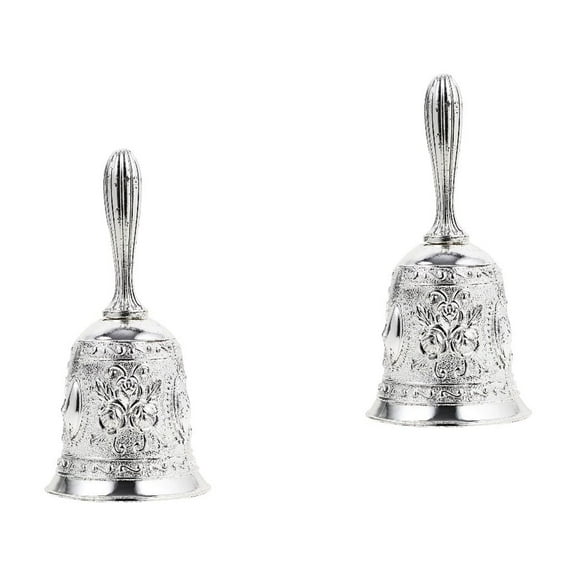 FRCOLOR 2pcs Metal Handbell Restaurant Service Bell Countertop Bell Decorative Handheld Bell