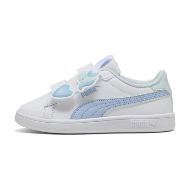 Tenis Puma Smash 3.0 Badges V PS para Niñas 17 A 21.5. 397286-09 blanco 20.5