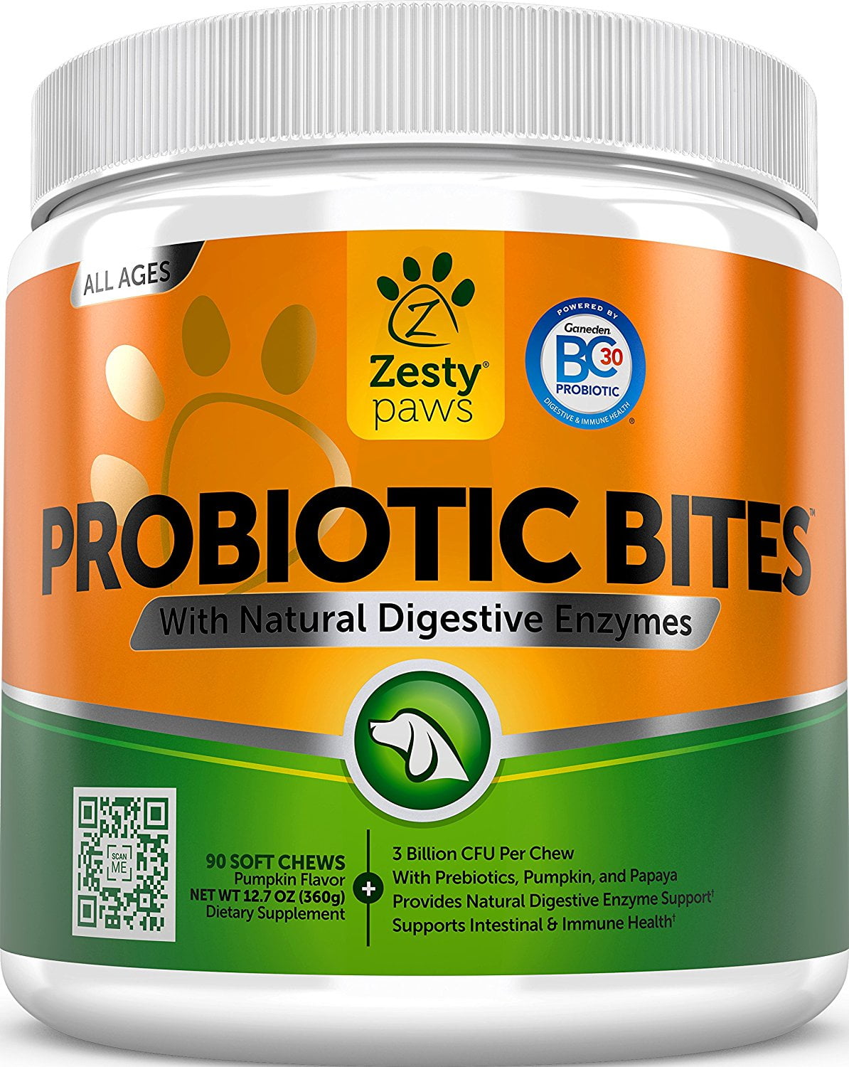 Zesty Paws Probiotic for Dogs, With Natural Digestive Enzymes