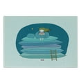 thumbnail image 3 of Cartoon Cutting Board, Girl Sitting on the Top of a Pile of Pillows Drinking Milk Night Bedtime, Decorative Tempered Glass Cutting and Serving Board, Small Size, Yellow Pink and Blue, by Ambesonne, 3 of 5