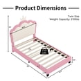 thumbnail image 3 of Jopath Twin Size Upholstered Bed, Princess Platform Bed with Headboard, Crown Headboard Design for Toddler Kids Teens Pink, 3 of 9