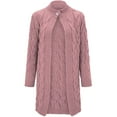 thumbnail image 4 of Women Casual Long Solid Sleeve Color Button Open Stitch Coat Cardigans Long Outwear Top, 4 of 5