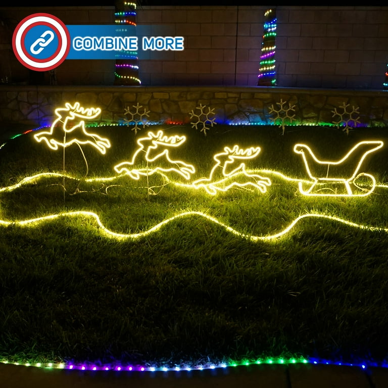 Russell Decor LED Christmas Reindeer & Sleigh Yard Sign – Waterproof Outdoor Light Display, 10ft Wide, Holiday Lawn Decoration