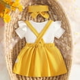 thumbnail image 6 of enyan Baby Girl Clothes Summer Outfits Cute Print Infant Romper Suspender Skirt with Headband 3pc Set 0-18 Months(Yellow,0-3 Months), 6 of 6