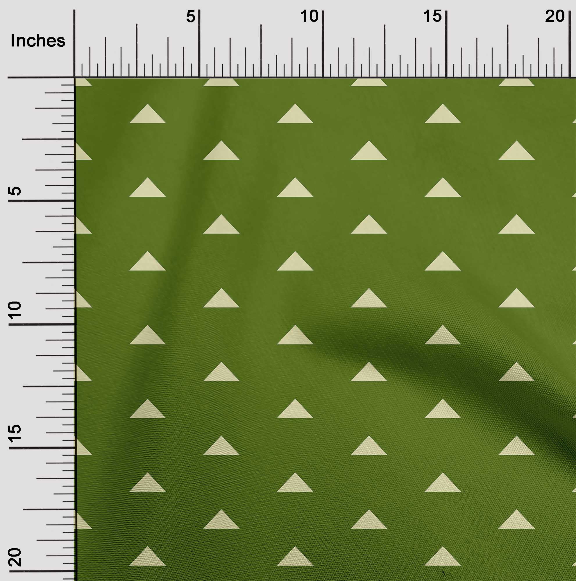 oneOone Cotton Poplin Dark Green Fabric Triangle Geometric Fabric For ...