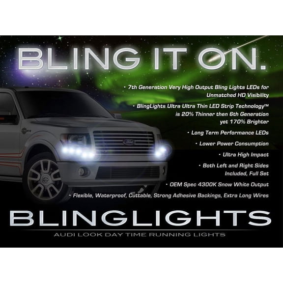 For Ford Expedition LED DRL Day Head Lamp Light Strips Kit