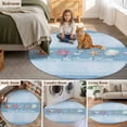 thumbnail image 6 of Coastal Blue Striped Round Area Rugs Collection 5', Ocean Sea Summer Starfish Coral Shells Non Slip Indoor Circular Throw Runner Rug Floor Mat Carpet for Living Room Dining Table Bedroom Nursery, 6 of 9