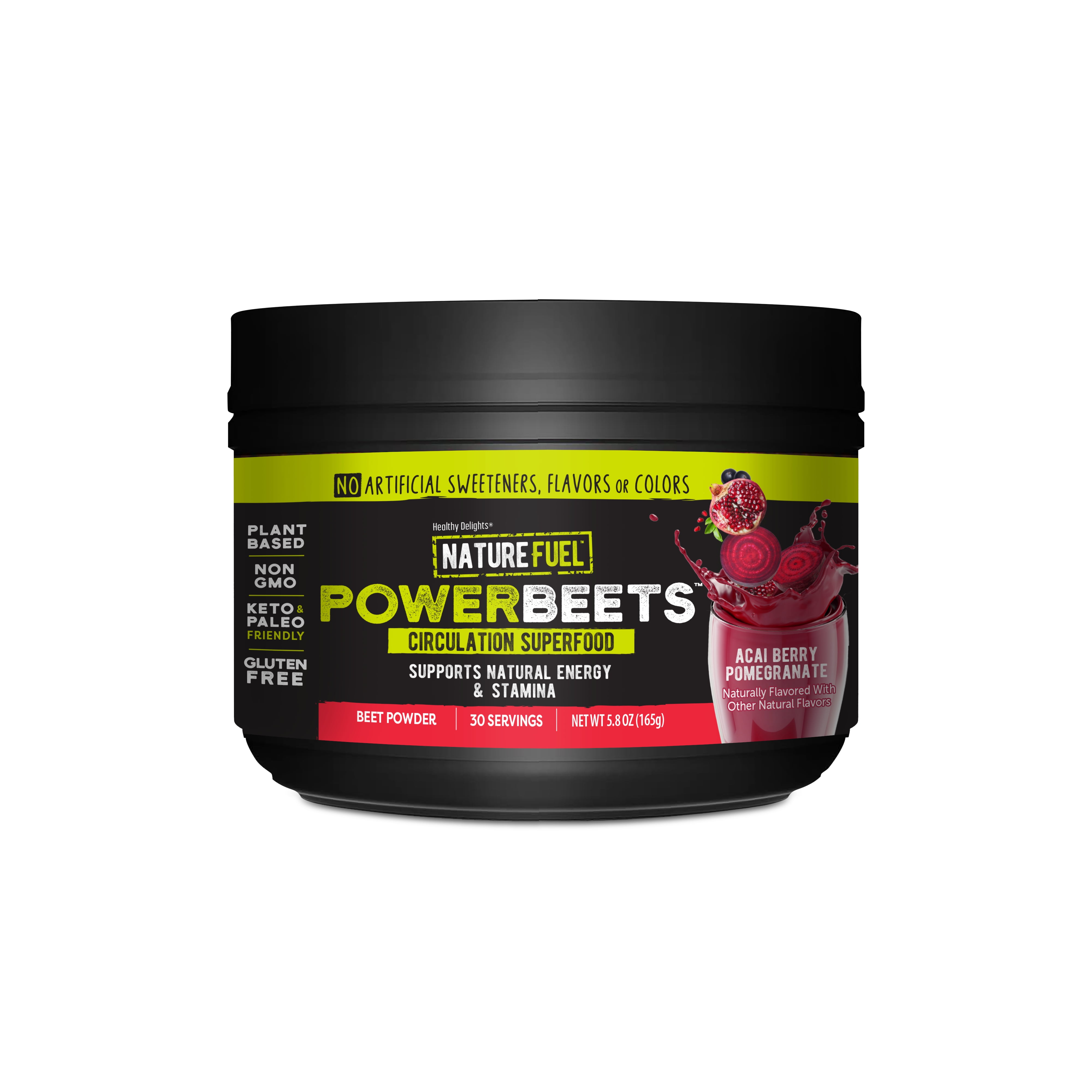 Healthy Delights Nature Fuel, Power Beets, Beet Juice Powder, Acai Berry Pomegranate, 5.8 oz