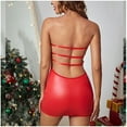 thumbnail image 6 of Xihbxyly Pajamas for Women Sexy Women Furry Stitching Christmas Leather Slimming Tight-Fitting Hip Dress Sexy Pajamas Sexy Women Outfits Sets Deep V Neck Backless Mini Babydoll, 6 of 7
