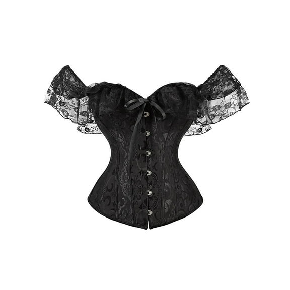 Women's Off Shoulder Corset Lace Patchwork Sexy Bustier Top Tie-up Slim Fit Bustier