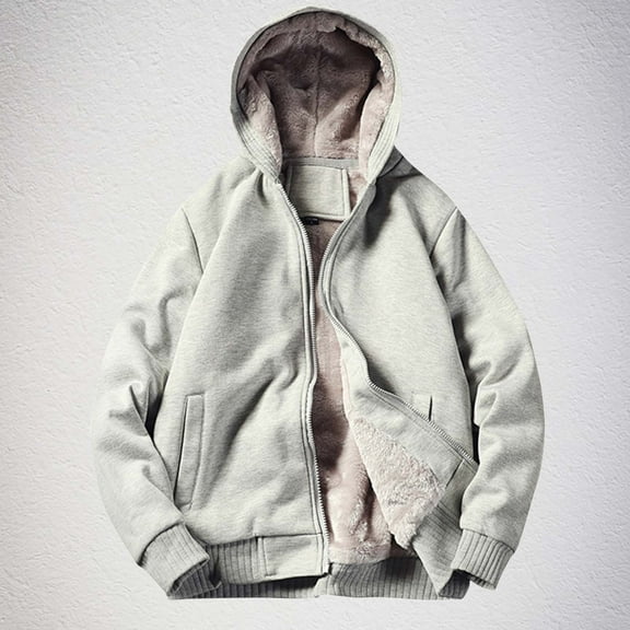 Guieoi Mens Coats and Jackets Winter Clearance Men's Fashion Winter Solid Color Loose Thick Warm Zipper Pocket Collar Gray Black*Friday/Cyber*Monday Clearance