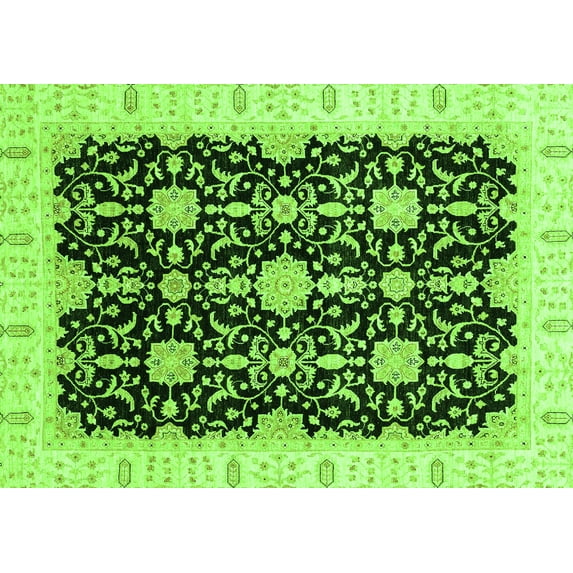 Ahgly Company Indoor Rectangle Oriental Green Traditional Area Rugs, 4' x 6'