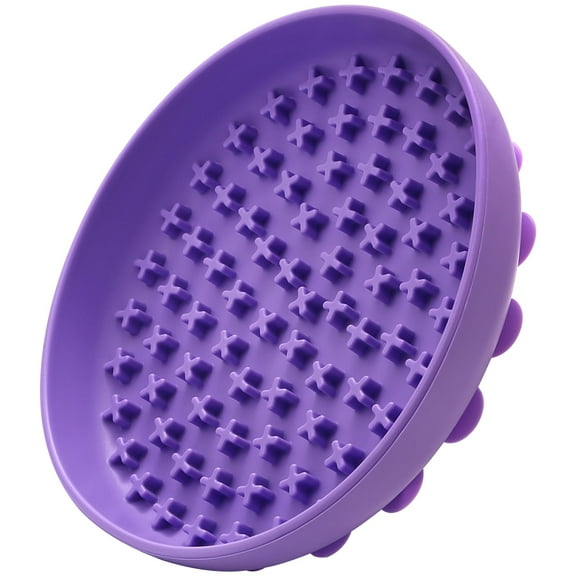 Large 7.87” Slow Feeder Bowl for Dogs and Cats – Soft Silicone Non-Slip Mat to Prevent Fast Eating – Fun Feeding Puzzle for Puppy, Cat, Dog (Purple)