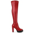 thumbnail image 3 of BLISSFUL STEP Women's Boots Platform Block High Heels Over Knee Side Zips Boots Red 6, 3 of 8