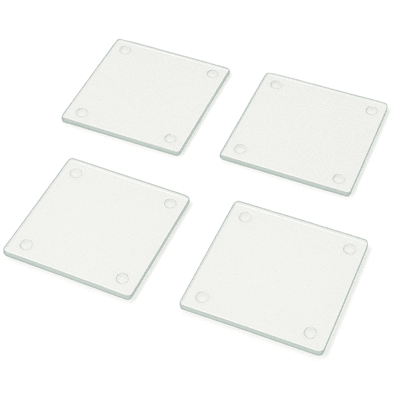 Creative Home Set of 4 Piece Durable Tempered Glass Square Coasters
