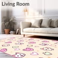 thumbnail image 2 of ODIKA 2'x3' Machine Washable Non-Slip Area Rug, Playful Cat Faces With Whimsical Accents And Curves High Traffic Rug, Beige, 720629, 2 of 7