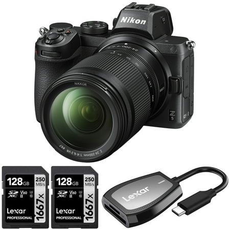 Nikon 1641 Z5 Full Frame Mirrorless Camera Body FX 4K + 24-200mm F4-6.3 VR Lens Bundle with 2x Lexar 128GB UHS-II SDXC Memory Card and Pro USB-C Dual-Slot Reader
