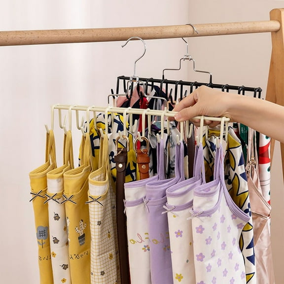 20-Hook Multipurpose Clothes Hanger for Closet Organization, Space Saving Metal Garment Rack, Underwear Bra Tank Top Storage Holder, Anti-Slip, White Black, 14.2"x7.3" Dorm Home Use