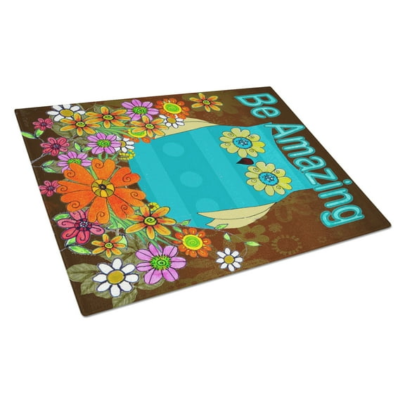 Caroline's Treasures Be Amazing Owl Glass Cutting Board Large