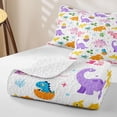 thumbnail image 4 of Homewish Kawaii Dino Twin Quilt Set,Cartoon Wildlife Twin Coverlet Set,White,2 Pieces, 4 of 7