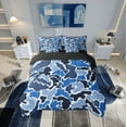 thumbnail image 2 of Erosebridal Blue Camo Bedding King Size, Contemporary Camouflage Comforter Sets with Sheets, Abstract Art Room Decor, Reversible 7-Piece, 2 of 4