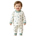 thumbnail image 3 of NIEWTR Toddler Girls Pajamas 2T 3T 4T 5T 6T 2-Piece Outfits Kids Pjs Set Soft Stretchy Long Sleeve Top and Pants Children's Gift Loungewear 2pcs Sleepwear Set(A-Green,12-24 Months), 3 of 9