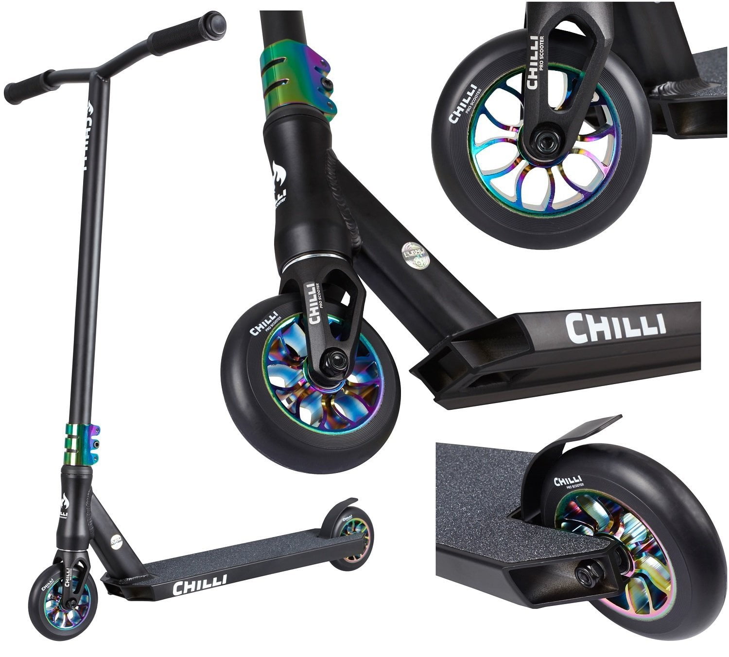 Sanction Superiority manager Chilli Pro Scooter Reaper Oil Slick - Freestyle Stunt Complete Scooters for  kids, teens, adults - Aluminum Deck and Fork, 4130 Chromoly T Bar, 3-Bolt  Clamp, 110mm Urethane Wheels - Walmart.com
