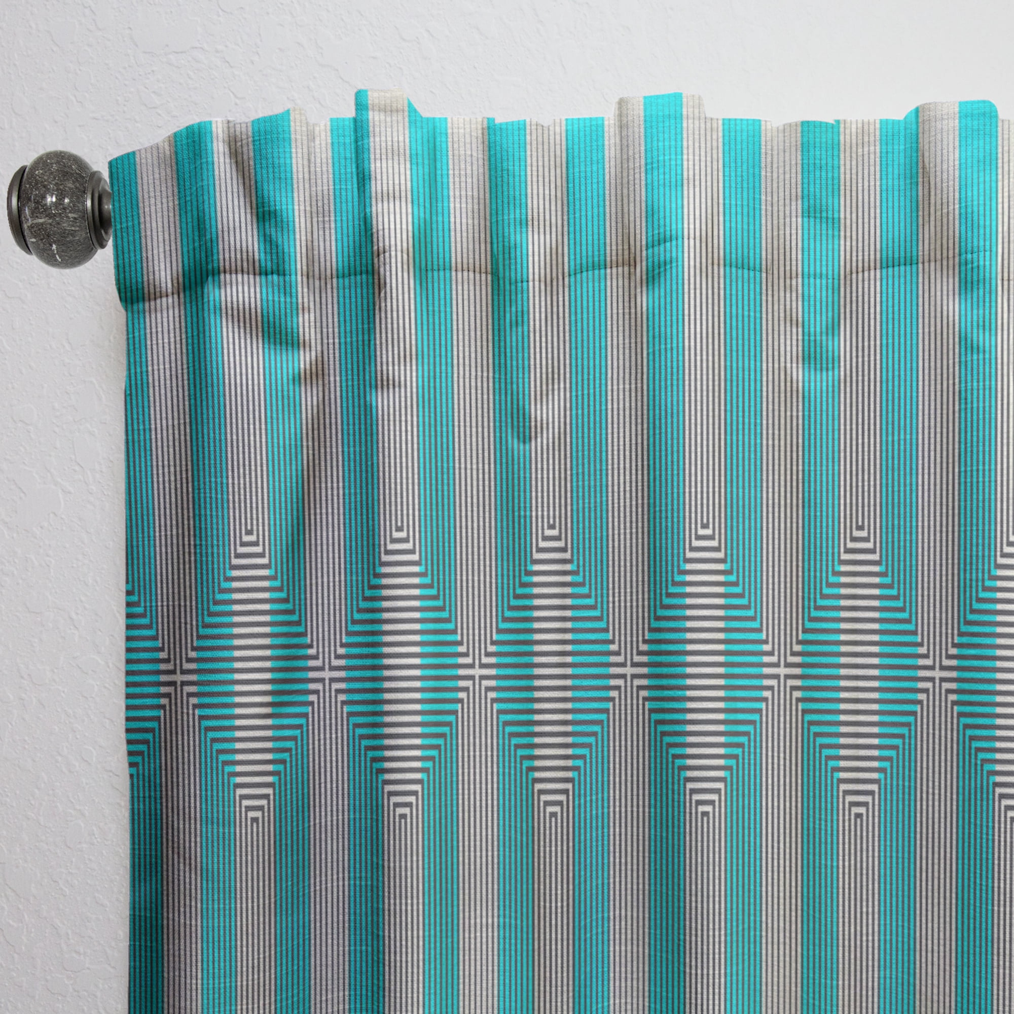Designart 'Light Blue Striped Pattern' Mid-Century Modern Curtain Panel