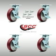 thumbnail image 2 of 6 Inch SS Poly on Aluminum Caster Set with Roller Bearings and Brake/Swivel Lock, 2 of 2